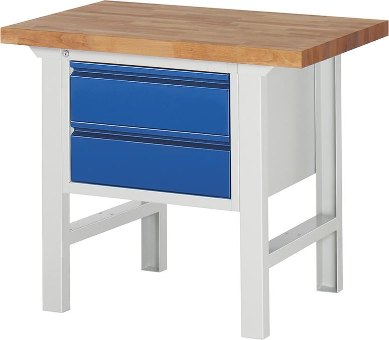 Werkbank Basic B1000xT700xH840mm RAL 7035/5010 BMP: 40mm 2 Schubladen Werkbank Basic B1000xT700xH840mm RAL 7035/5010 BMP: 40mm 2 Schubladen