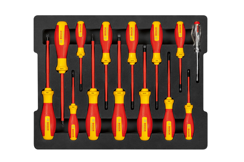 14-teiliger isolierter VDE-Schraubendrehersatz von Bosch . Produktbild