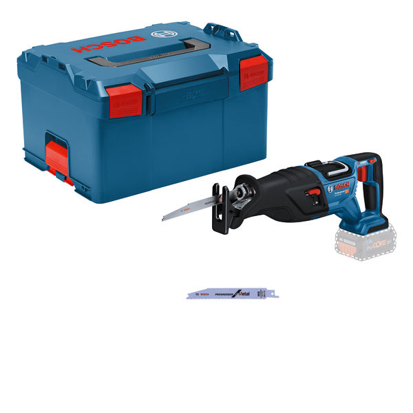 Akku-Säbelsäge GSA 18V-28 von Bosch mit L-Boxx. Produktbild Lieferumfang