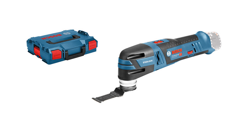 Bosch GOP 12V-28 Multifunktionswerkzeug mit Starlock-Klinge und Koffer. Produktbild Lieferumfang