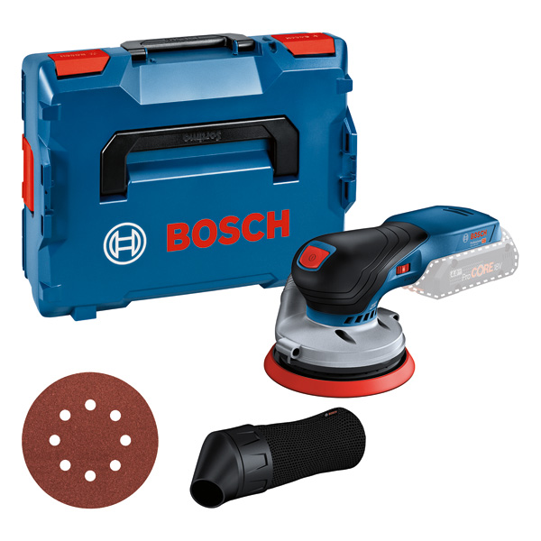 Bosch Akku-Exzenterschleifer GEX 18V-125 Set. Produktbild Lieferumfang