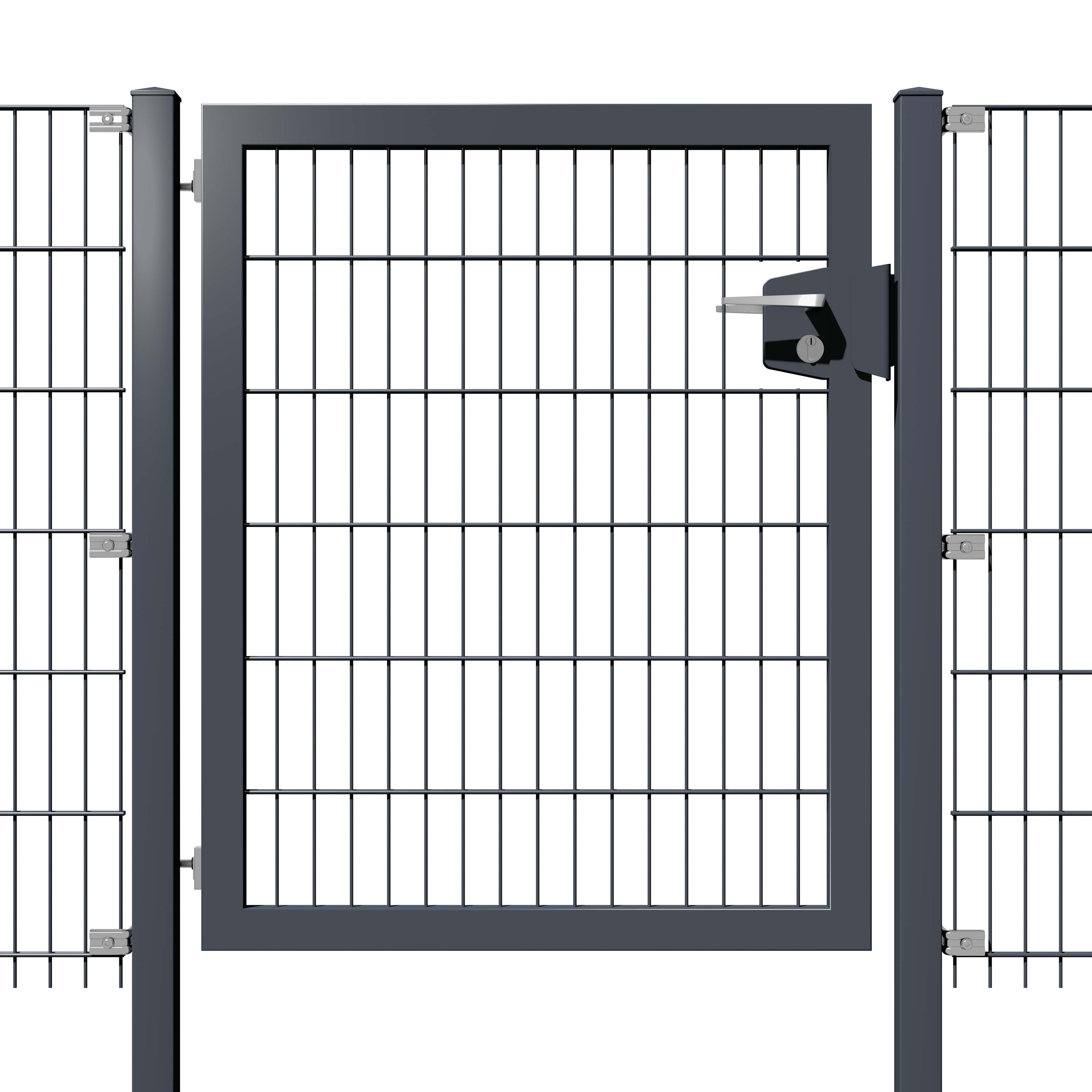 Artikelhauptbild 1-flg. Drehflügeltor mit Doppelstabmattenfüllung schwere Ausführung, Höhe x lichte Breite: 1000 x 1000 mm Anthrazit
