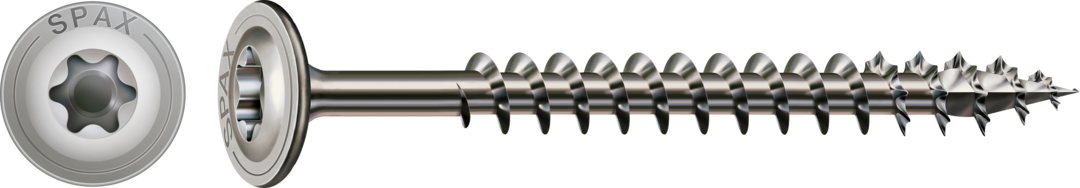 Artikelhauptbild ABC Spax-Holzbauschrauben A2 Tellerkopf, I-Stern  8,0 x 100/80 Teilg 4CUT-Spitze, gleitbeschichtet, (T 40)