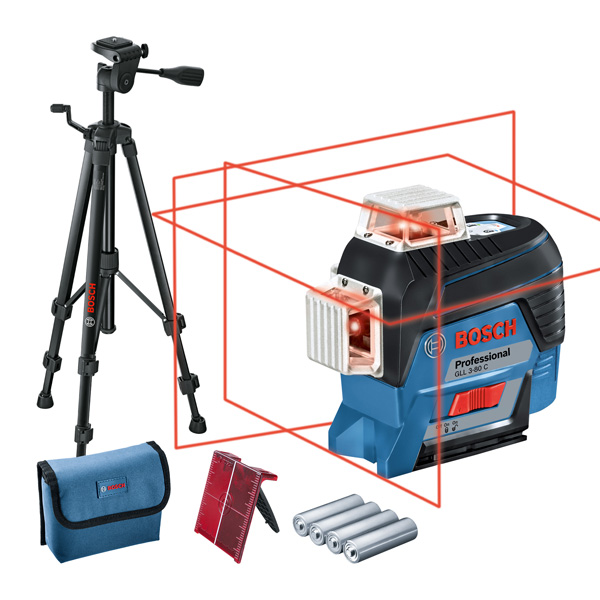 Bosch GLL 3-80 C Laser-Nivelliergerät mit Stativ und Zubehör. Produkt-Detailbild