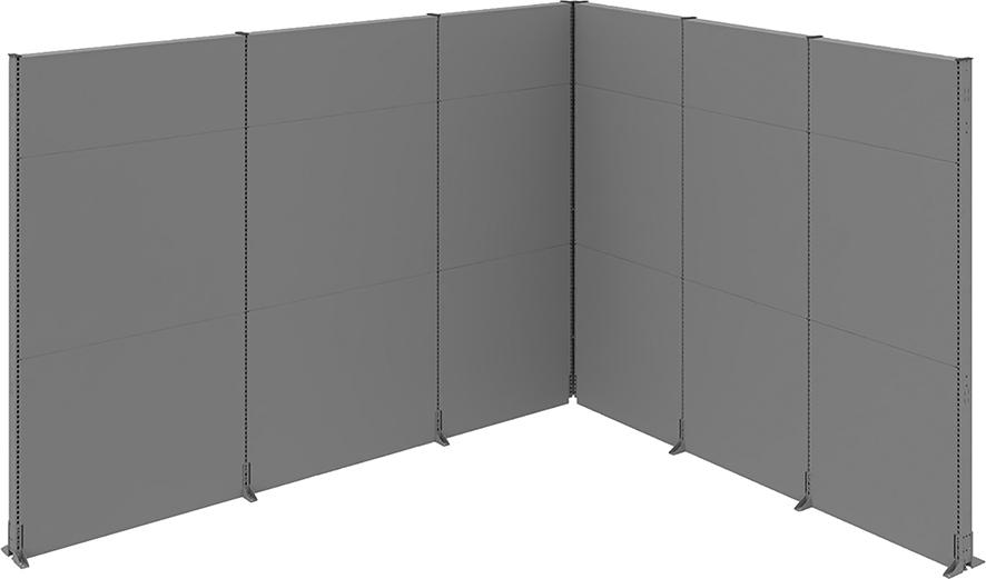 Akustikecke B3630 x T3130 x H 2000 mmRAL 7037 Winkelkombination Akustikecke B3630 x T3130 x H 2000 mmRAL 7037 Winkelkombination