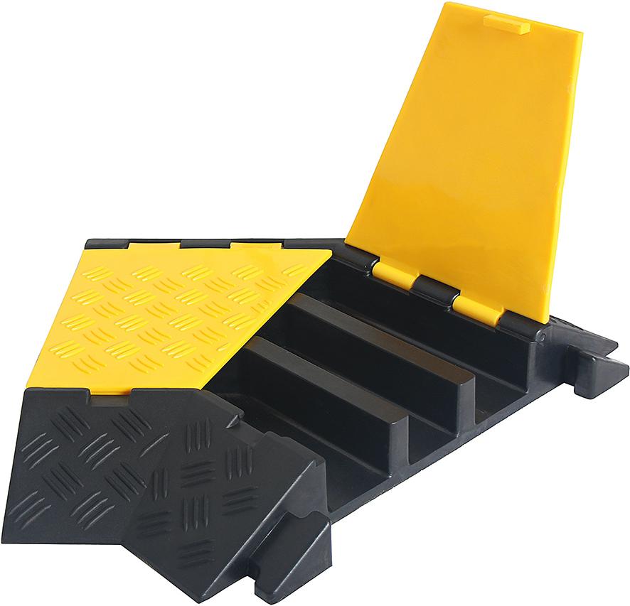 URBANUS Kabelbrücke 3-fach Winkelstück 45° links Gummi schwarz/gelb