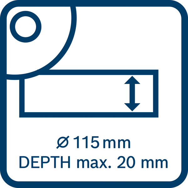 Max. 20 mm Schnitttiefe Logo/Symbolbild