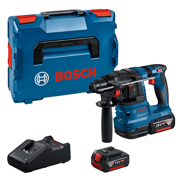 Bosch GBH 18V-22 Bohrhammer-Set mit Akku und Ladegerät. Produktbild Lieferumfang