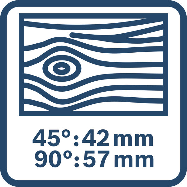 Holzschnitttiefe 45° 42mm 90° 57mm Logo/Symbolbild