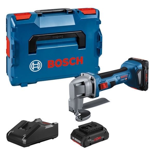 Bosch GSC 18V-16 Akku-Blechscheren-Set mit Koffer. Produktbild Lieferumfang