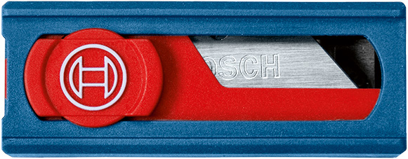 Bosch Messer mit einziehbarer Klinge und rotem Sicherheitsschieber. Produktbild