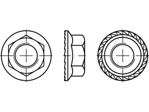 6kt.-Flanschmuttern ART 88934 Sechsk. Sperrzahnmu. Kl. 10 M 12 flZn/nc/TL/x/480h/C flZn S normal