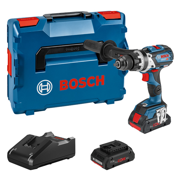 Bosch GSB 18V-110 C Akku-Schlagbohrschrauber-Set mit Koffer. Produktbild Lieferumfang