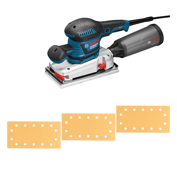Bosch GSS 280 AVE Exzenterschleifer mit Staubbox. Produktbild Lieferumfang