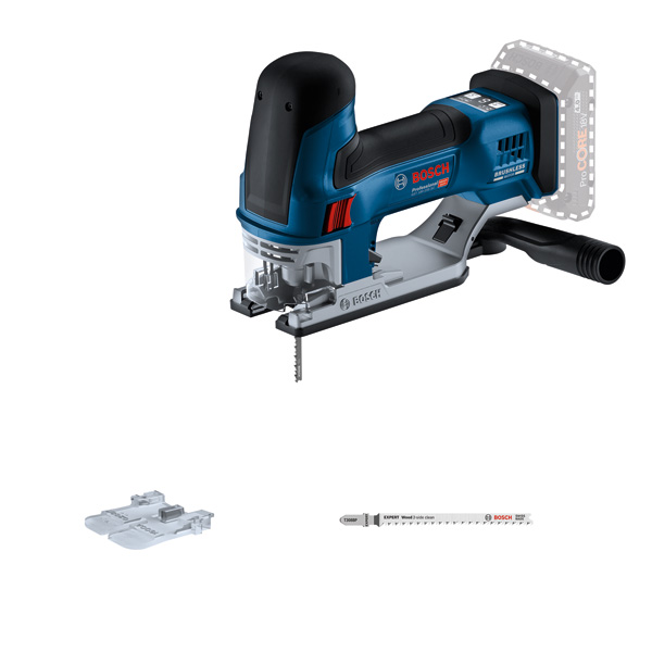 Akku-Stichsäge GST 18V-155 SC von Bosch mit bürstenlosem Motor. Produktbild Lieferumfang