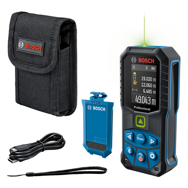Bosch GLM 50-27 CG Laser-Entfernungsmesser mit Zubehör. Produktbild Lieferumfang