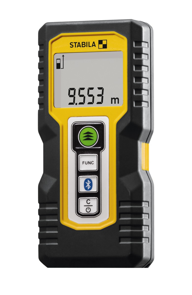 STABILA Laser-Entfernungsmesser LD 250 BT, Bluetooth Smart 4.0, max. Messbereich 50 m, 4 Messfunktionen (u. a. Fläche und Volumen), IP 54, inkl. Batterien (2x AAA) STD