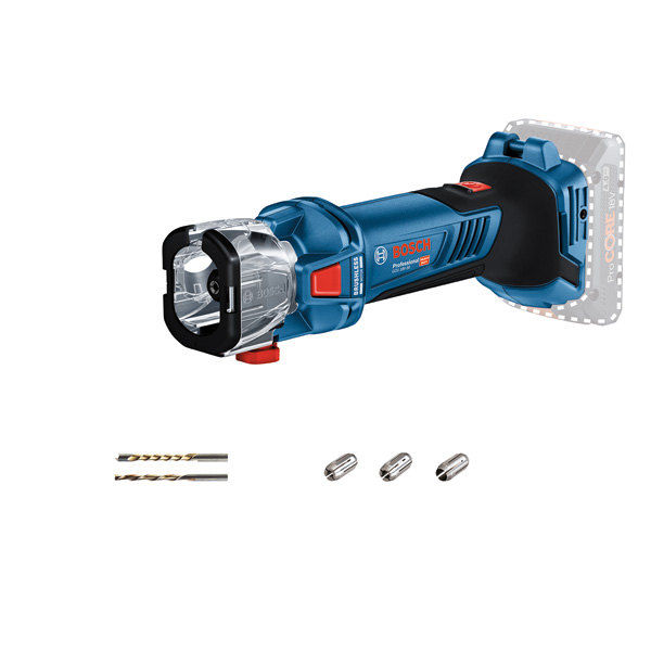 Akku-Trennwerkzeug GCU 18V-30 von Bosch für Trockenbauwände. Produktbild Lieferumfang