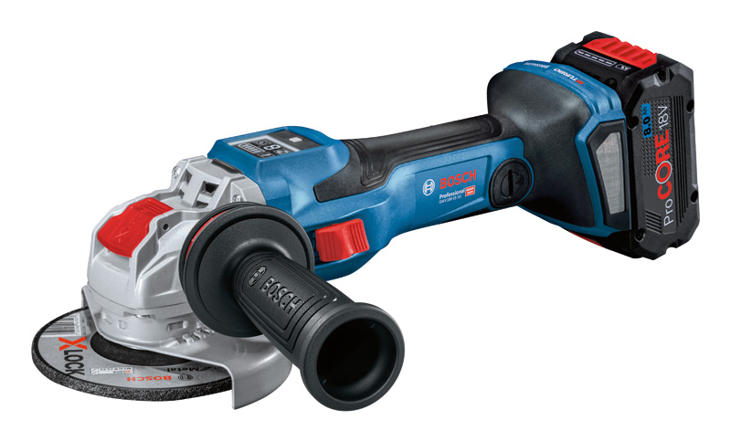 Akku-Winkelschleifer GWX 18V-15 SC von Bosch mit X-LOCK. Produktbild dynamisch