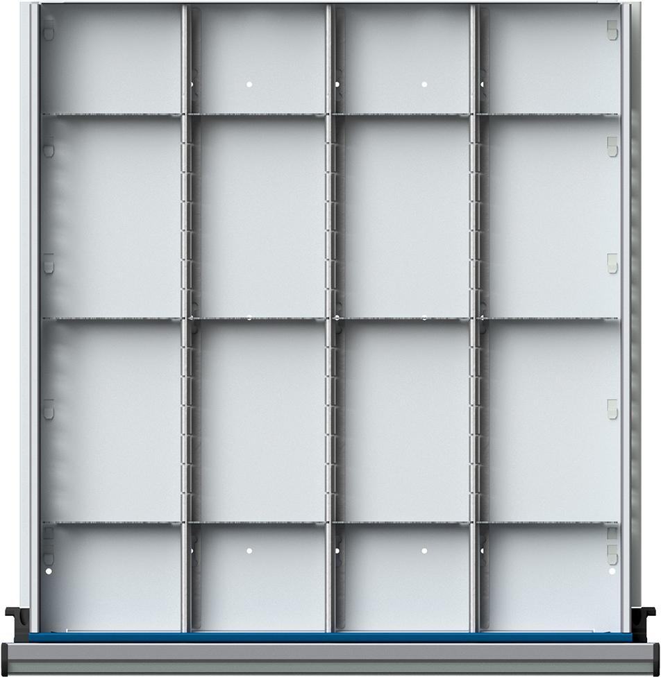 Schubladeneinteilungssatzfür FH 180-360mm 1/4 Teilung f.Schublade B500xT540 mm Schubladeneinteilungssatzfür FH 180-360mm 1/4 Teilung f.Schublade B500xT540 mm