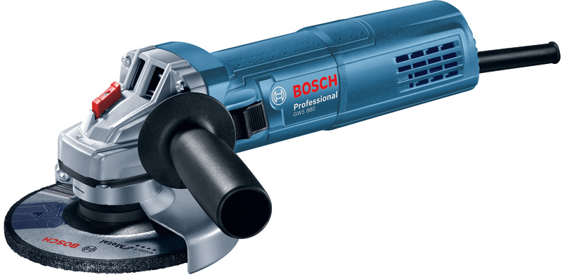 Bosch GWS 880 Winkelschleifer mit Seitengriff. Produktbild dynamisch