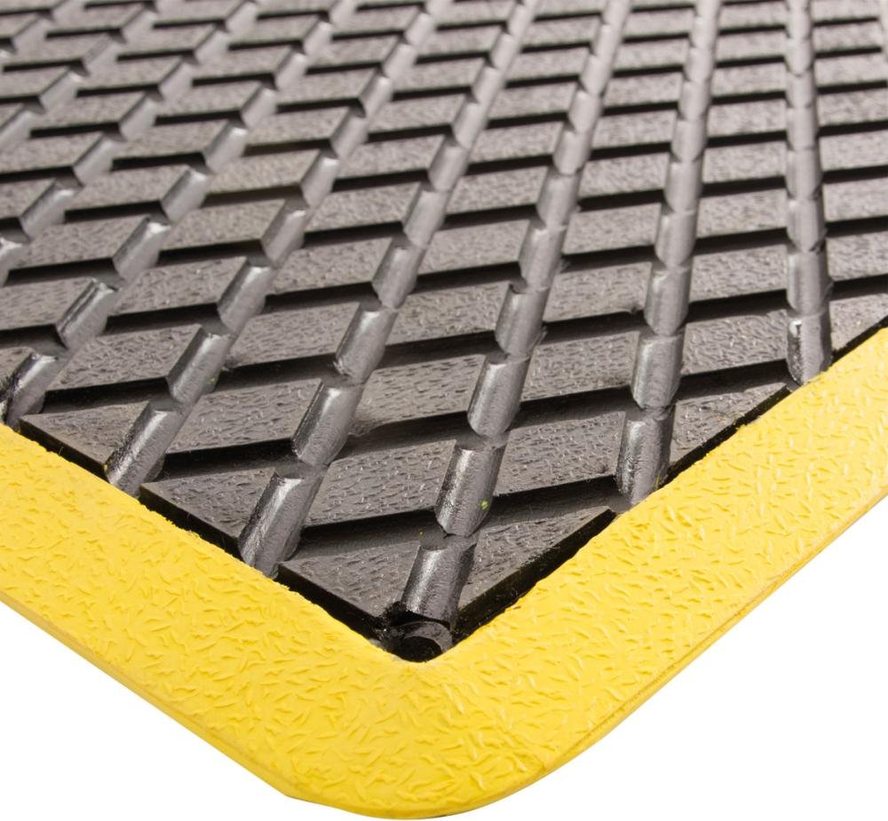 Anti-Ermüdungsmatte SBR/NR, schwarz, diamant-profil, gelbe Kante, 11mm, 1200x900mm
