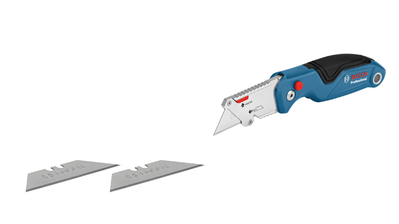 Bosch Messerset 2-teilig, einziehbare Universalklinge. Produktbild Lieferumfang