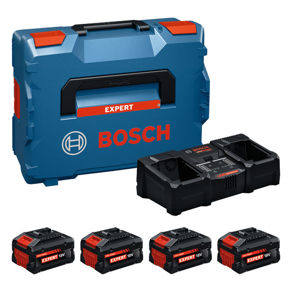 Bosch Akku-Ladegerät-Set EXBA18V-55, EXBA18V-80, EXAL18V2-320 mit Koffer. Produktbild Lieferumfang