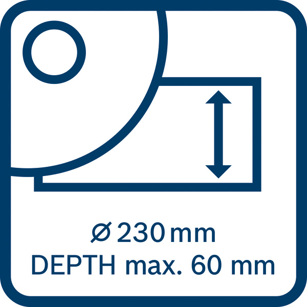 max. 60 mm Schnitttiefe Logo/Symbolbild