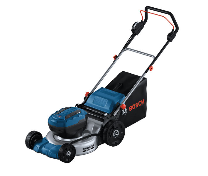 Akku-Rasenmäher GRA 18V2-46 von Bosch mit bürstenlosem Motor. Produktbild dynamisch