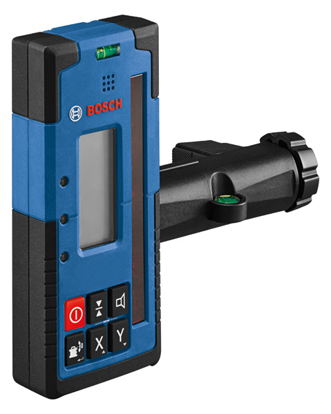 Bosch LR 60 Laserempfänger mit Montageklemme. Produktbild dynamisch