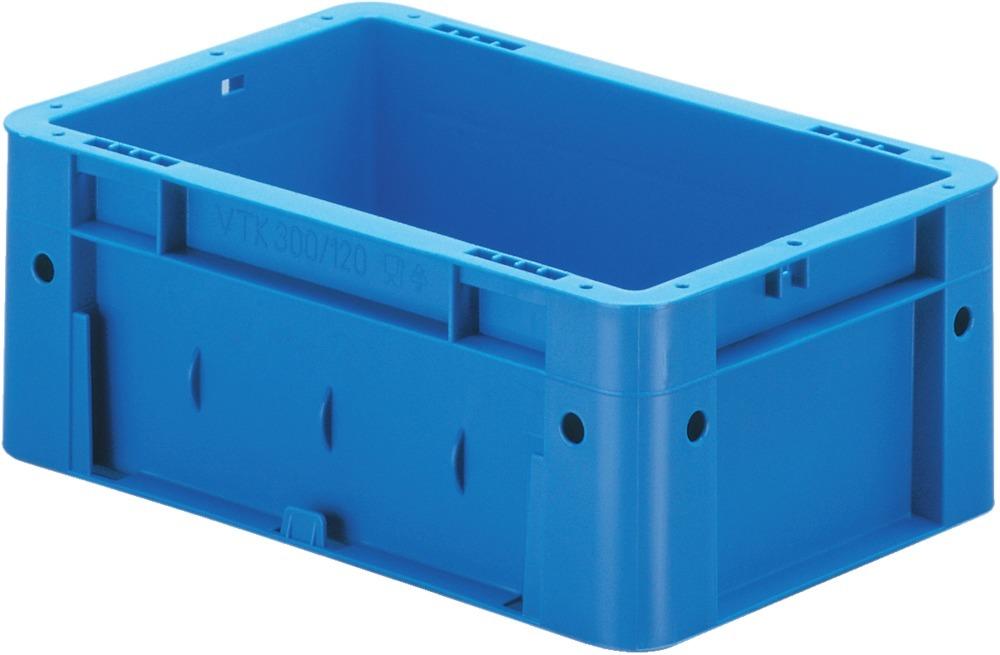 Transport-Stapelkasten B300xT200xH120 mm blau Auflast 600kg ohne Griffloch LA-KA-PE Transport-Stapelkasten B300xT200xH120 mm blau Auflast 600kg ohne Griffloch LA-KA-PE