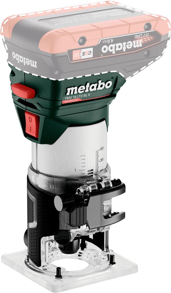 Akku-Kantenfraese FMV 18 LTX BL 8 Metabo ohne Akku ohne Ladegerät metaBOX