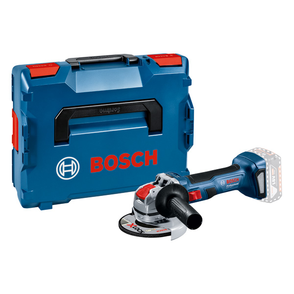 Bosch GWX 18V-7 Akku-Winkelschleifer mit Koffer. Produktbild Lieferumfang