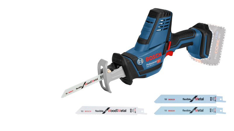 Akku-Säbelsäge GSA 18V-LI C von Bosch für Holz und Metall. Produktbild Lieferumfang