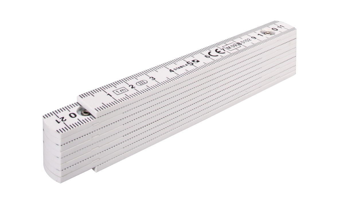 STABILA Kunststoff-Gliedermaßstab Type 1104, 1 m, weiß, metrische Skala STD