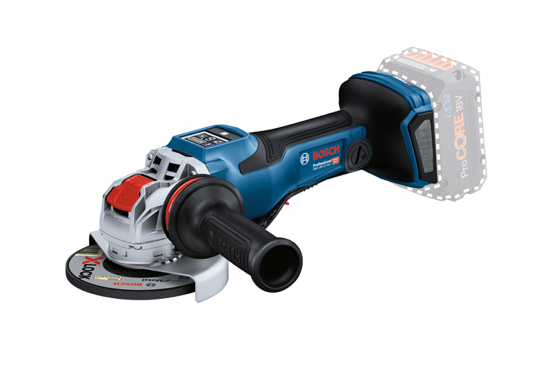 Akku-Winkelschleifer GWX 18V-15 PSC von Bosch mit X-LOCK. Produktbild dynamisch