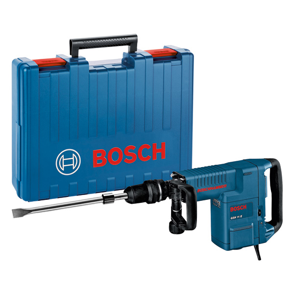 Bosch GSH 11 E Abbruchhammer mit Tragekoffer. Produktbild Lieferumfang