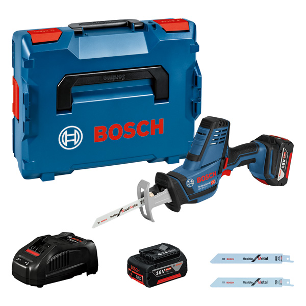 Bosch Akku-Säbelsägen-Set mit Koffer. Produktbild Lieferumfang