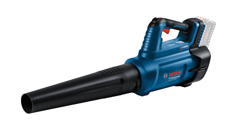 Akku-Laubbläser GBL 18V-750 von Bosch mit ergonomischem Griff. Produktbild dynamisch