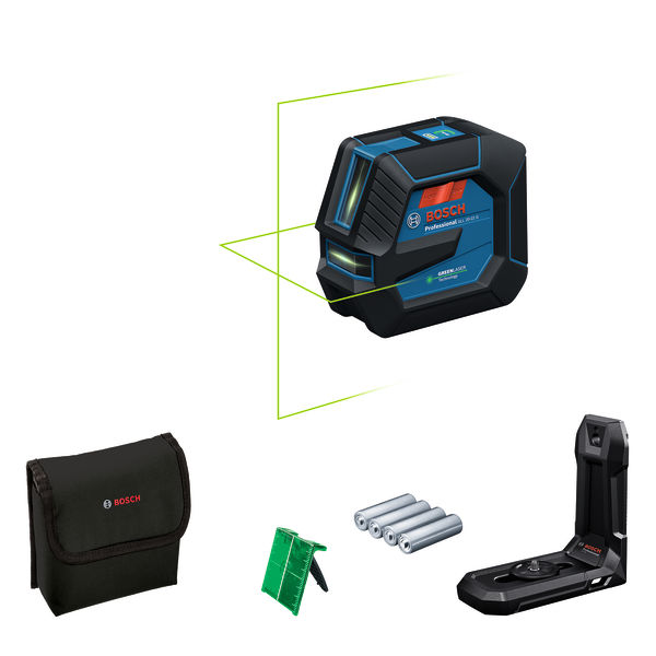 Bosch GLL 20-22 G Laser-Nivelliergerät mit Zubehör. Produktbild Lieferumfang
