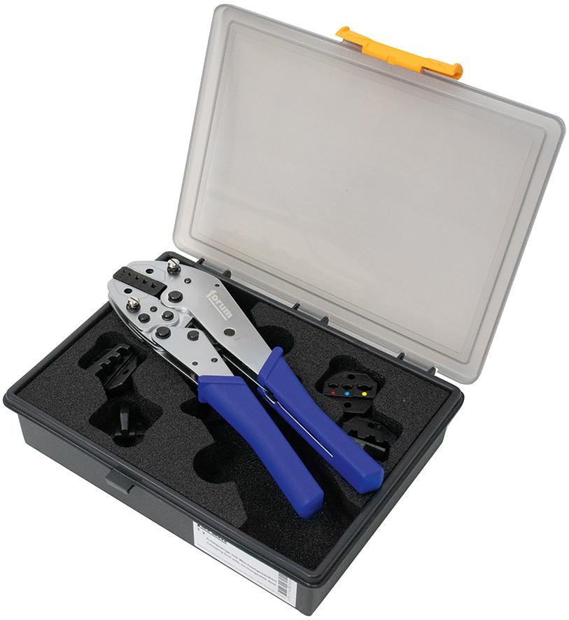Crimpwerkzeugsatz mit 5 Wechseleinsätzen FORUM Crimpwerkzeugsatz mit 5 Wechseleinsätzen FORUM