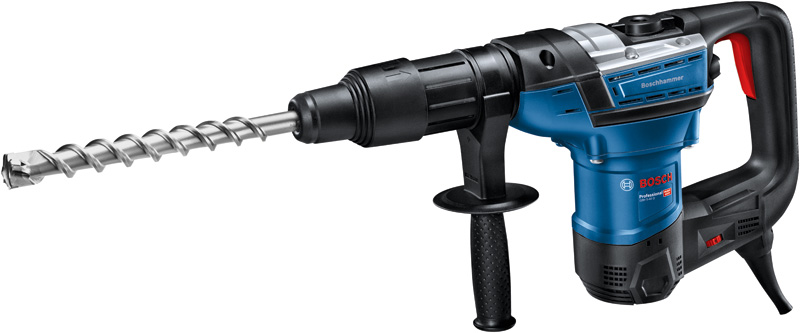 Bosch Bohrhammer GBH 5-40 D mit Seitenhandgriff. Produktbild dynamisch