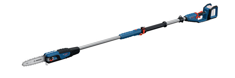 Hochentaster GKE 18V-25 TP von Bosch für das Beschneiden mit größerer Reichweite. Produktbild dynamisch