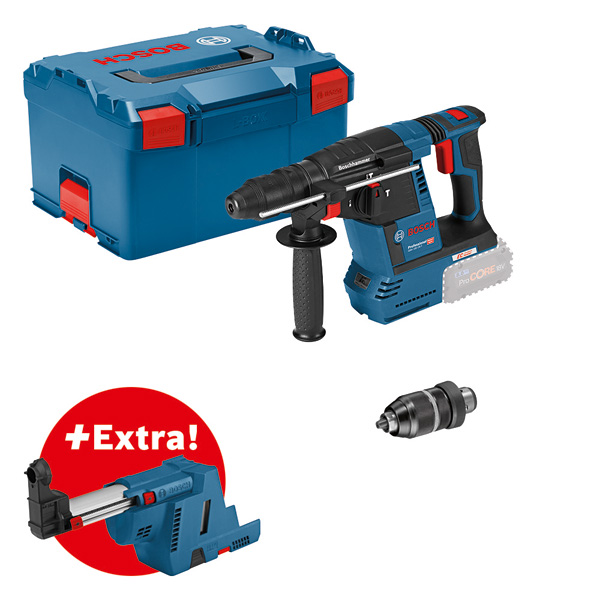 Bosch GBH 18V-26 F Bohrhammer-Set mit Staubabsaugung. Produktbild