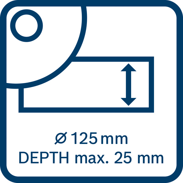 Max. 25 mm Schnitttiefe Logo/Symbolbild