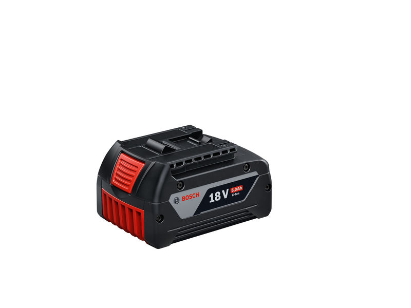 Bosch 18 V 5,0 Ah Lithium-Ionen-Akkupack. Produktbild dynamisch